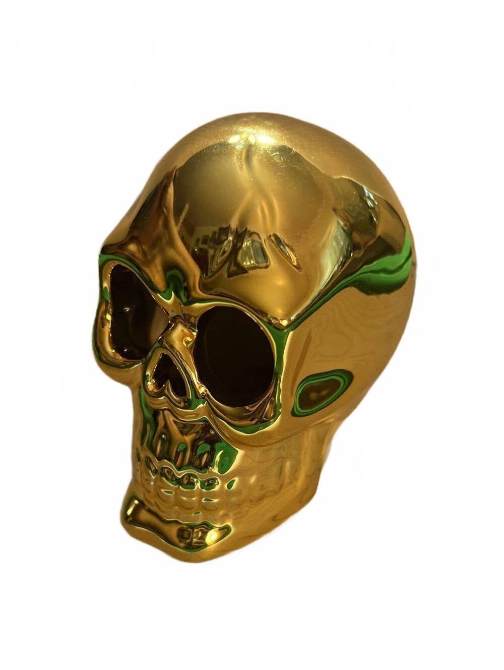 HALLOWEEN Gold colored Ceramic Skull Figurine Decorative Accent approx 3.5"X2.5"